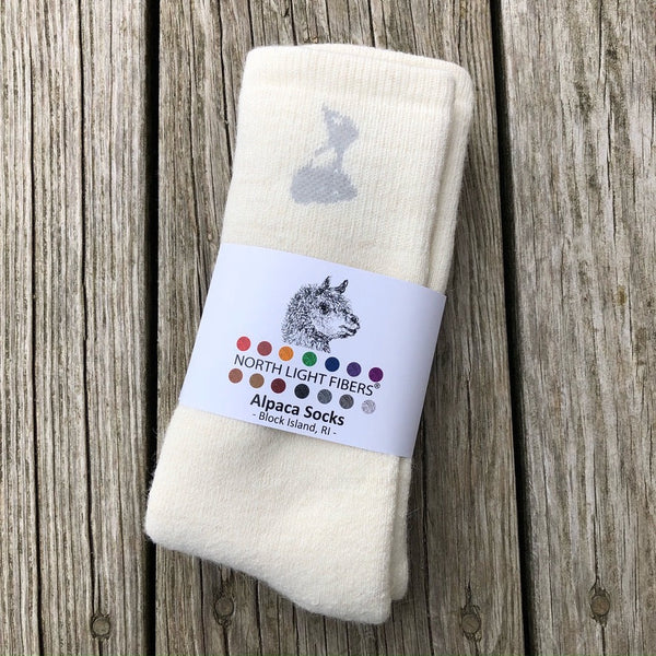 Medium (Women's) pearl white alpaca socks