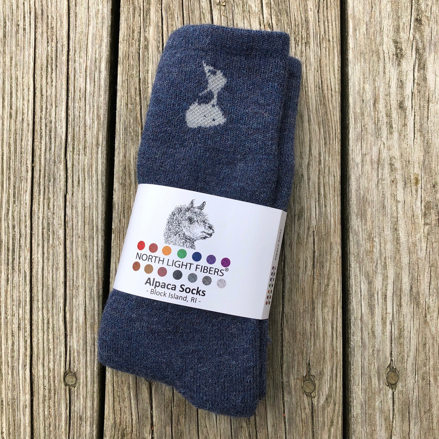 Medium (women's) Denim blue alpaca socks