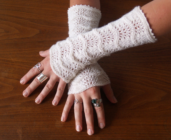 Lace Weight Wristers White