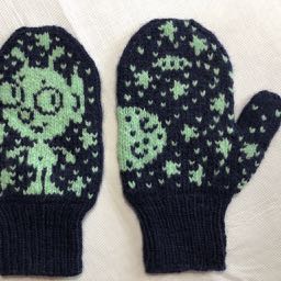Ready to wear Blip Mittens by Barbara Gregory